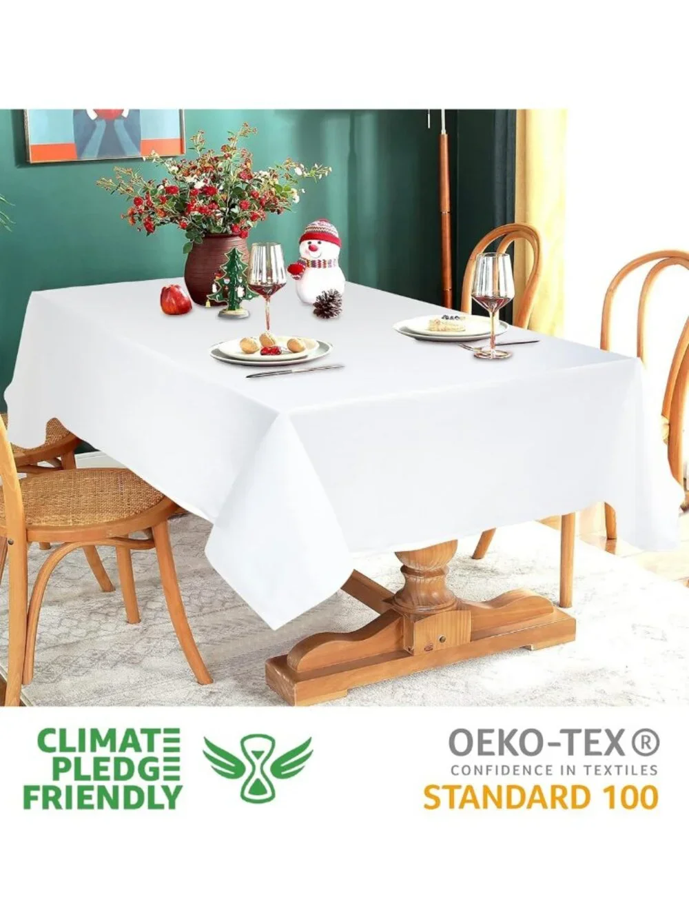 Elegant White Cotton Tablecloth 60x102